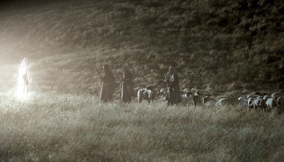 Engel auf dem Feld Schafe Weihnachten